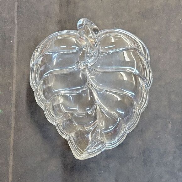 Duncan and Miller  Crystal Covered Candy Dish Leaf Shaped Glass - Picture 1 of 7